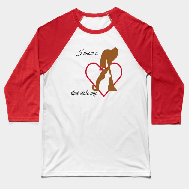 Cat/Dog Stole Heart Baseball T-Shirt by Courtney's Creations